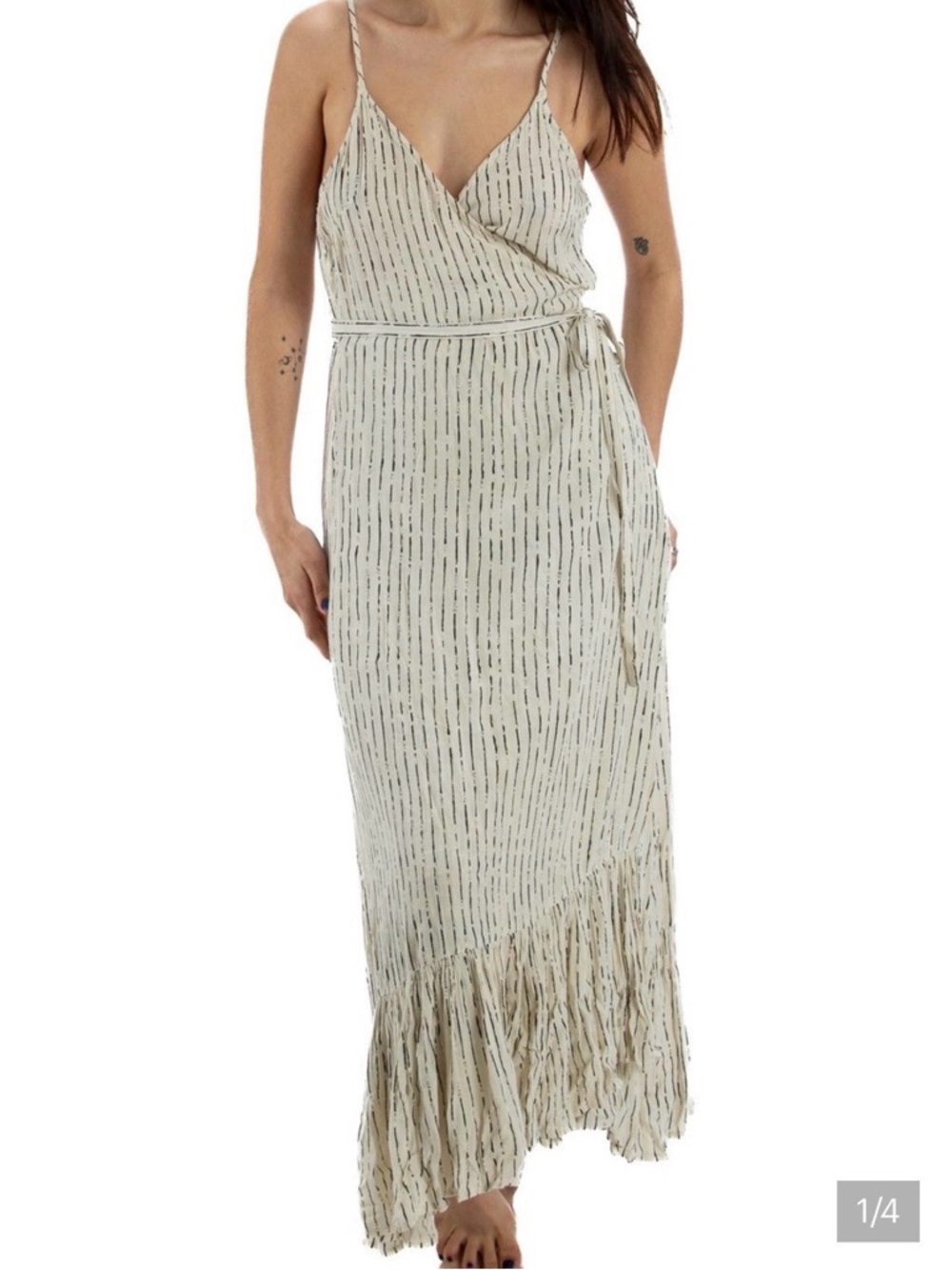 Billabong Cream Striped Wrap Maxi Dress